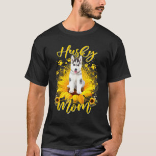 Womens Sunflower Husky Mom Dog Mother's Day T-Shirt