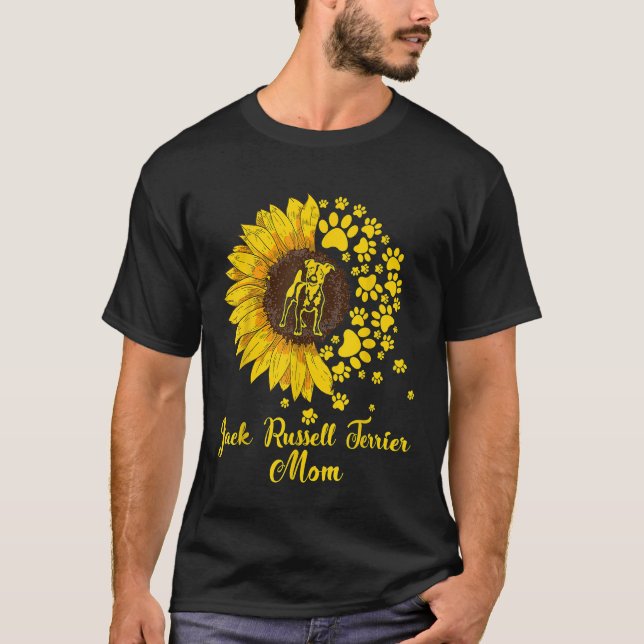 Womens Sunflower Jack Russell Terrier Mom Dog Love T-Shirt (Front)