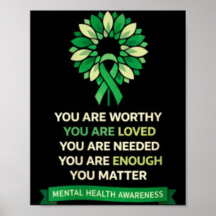 Women's sunflower motivational mental health poster