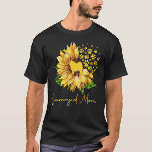 Womens Sunflower Samoyed Mom Dog T-Shirt