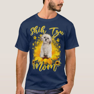 Womens Sunflower Shih Tzu Mom Dog Lover Mother's D T-Shirt