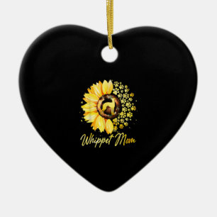 Womens Sunflower Whippet Mom Dog Lover Gift Ceramic Ornament