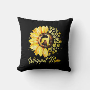 Womens Sunflower Whippet Mom Dog Lover Gift Throw Pillow