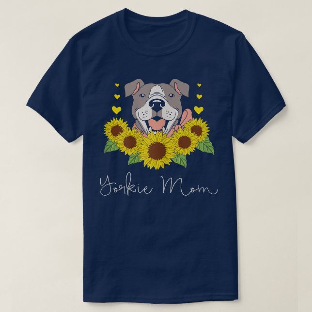 Womens Sunflower Yorkie Mom Dog Pet Parent Cute Gr T-Shirt (Design Front)