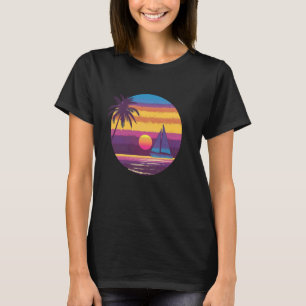 Womens Sunset Retro Vintage Sun Casual Graphic T-Shirt