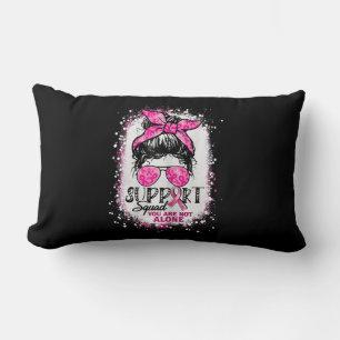 Womens Support Squad Messy Bun Pink Warrior Breast Lumbar Pillow