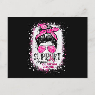 Womens Support Squad Messy Bun Pink Warrior Breast Postcard