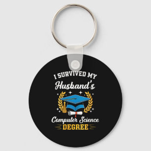 Womens survived husband's computer science degree keychain