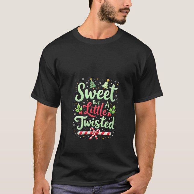 Womens Sweet But Twisted Funny Christmas Candy Can T-Shirt (Front)