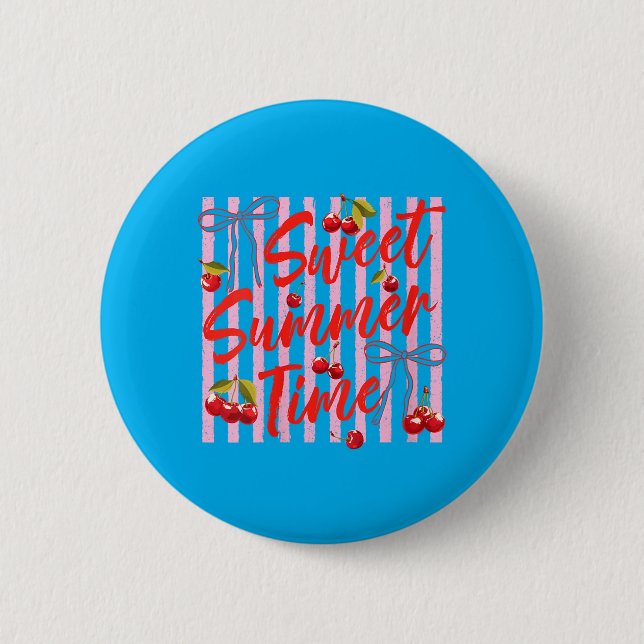 Womens Sweet Summer Time Cute Cherry Coquette 2 Inch Round Button (Front)