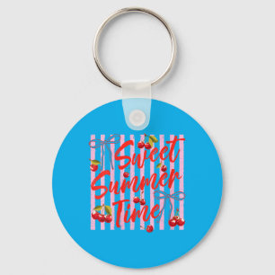 Womens Sweet Summer Time Cute Cherry Coquette Keychain