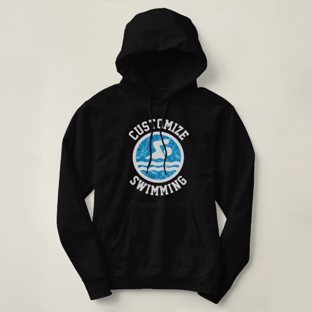 Womens Swimming and Diving Custom Team Name / Text Hoodie (Design Front)