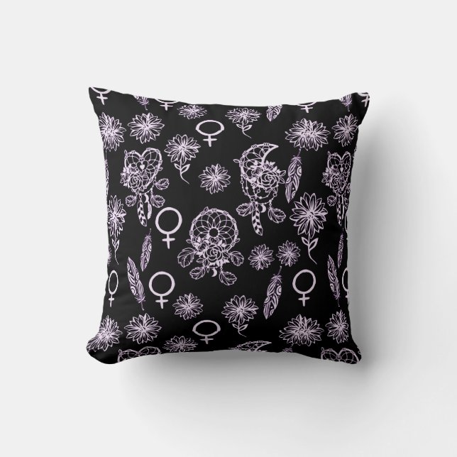 Womens Symbol Dreamcatcher Throw Pillow (Front)