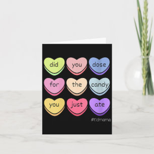 Womens T1d Mama Valentine Day Heart Candy Type 1 Card