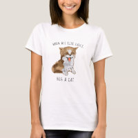 Women's T-Shirt Dog Hug a Cat! Furry Kitten