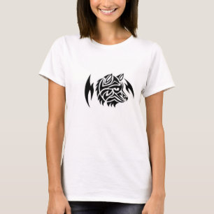 Womens T-shirt With Tribal Wolf