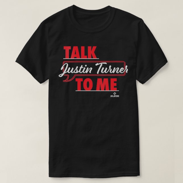 Womens Talk To Me Justin Turner VNeck  T-Shirt (Design Front)