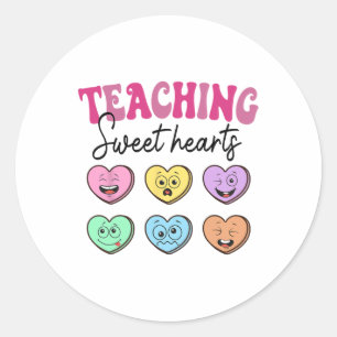 Womens Teaching Sweethearts Teacher Valentines Day Classic Round Sticker