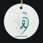 Womens Teal Ribbon Ovarian Cancer Awareness Gifts Ceramic Ornament<br><div class="desc">Womens Teal Ribbon Ovarian Cancer Awareness Gifts</div>