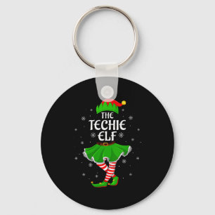 Womens Techie Elf Christmas Family Girls Women Elf Keychain