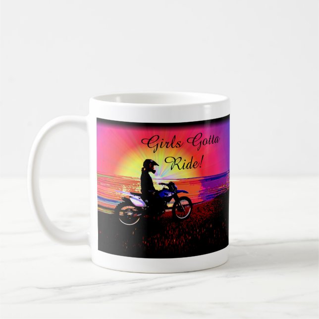 Women's Teen Girls Motorbike Motocross Riding Coffee Mug (Left)