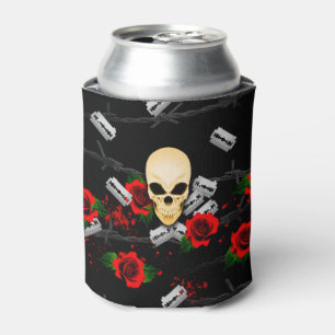 Women's Teen Girl's Skull Rose Razor Blade Violent Can Cooler
