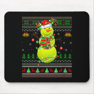 Womens Tennis Ball Snowman Ugly Christmas Sweaters Mouse Pad