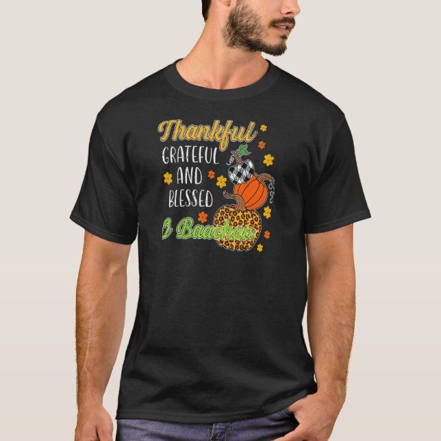 Womens Thankful Grateful Blessed O Baachan Autumn  T-Shirt (Front)