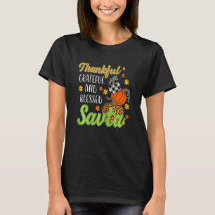 Womens Thankful Grateful Blessed Savta Autumn Fall T-Shirt