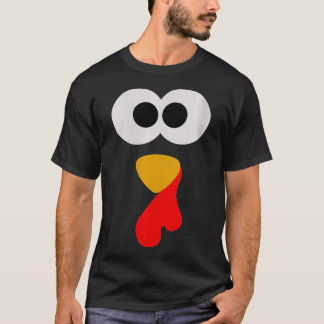 Womens Thanksgiving Turkey Face Funny Graphic VNec T-Shirt