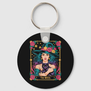Womens The Witch Card Halloween Gothic Witchy Keychain