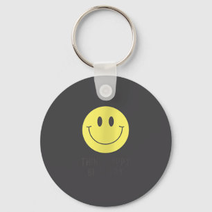 Womens Think Happy Be Happy Smile Face Motivationa Keychain