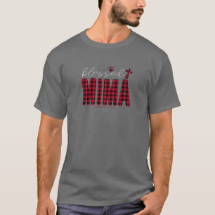 Womens This Bless Omi Christmas Leopard Plaid God T-Shirt
