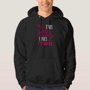 Womens This girl loves to bake kitchen utensils qu Hoodie