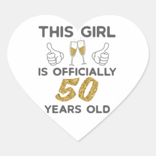 Womens This Girl Officially 50 Years 50th Birthday Heart Sticker