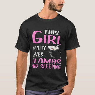Womens This Girl Really Loves Llamas And Sleeping T-Shirt