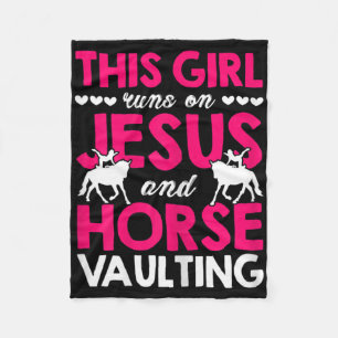 Womens This Girl Runs On Jesus And Horse Vaulting Fleece Blanket