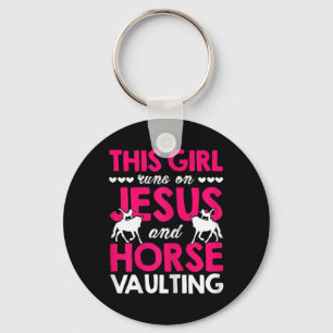Womens This Girl Runs On Jesus And Horse Vaulting Keychain