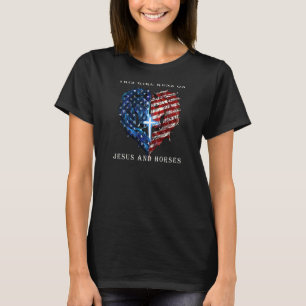 Womens This Girl Runs On Jesus And Horses Heart Fl T-Shirt