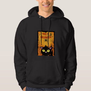 Womens This Is Halloween! Cat Spider Pumpkin Bats Hoodie