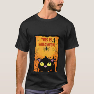 Womens This Is Halloween! Cat Spider Pumpkin Bats T-Shirt