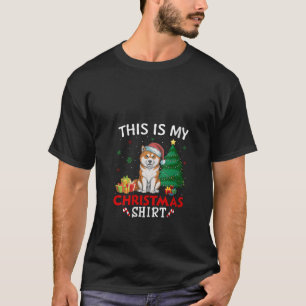 Womens This is My Akita Inu Dog Santa Hat Christma T-Shirt