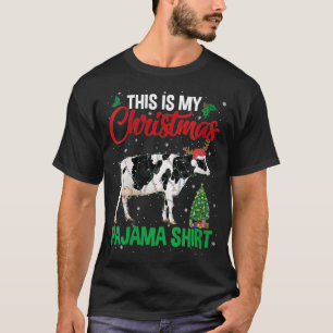 Womens This Is My Christmas Pajama  Cow Lover Sant T-Shirt