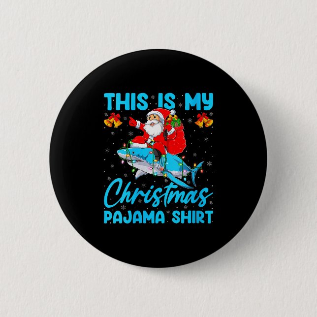 Womens This Is My Christmas Pajamas Funny Santa Ri 2 Inch Round Button (Front)