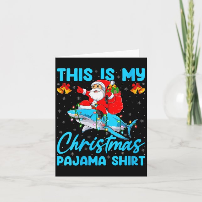 Womens This Is My Christmas Pajamas Funny Santa Ri Card (Front)