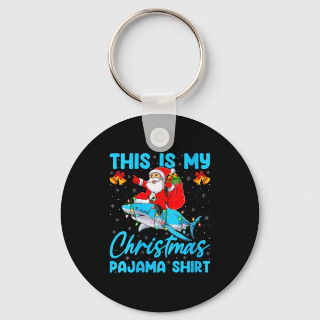 Womens This Is My Christmas Pajamas Funny Santa Ri Keychain (Front)
