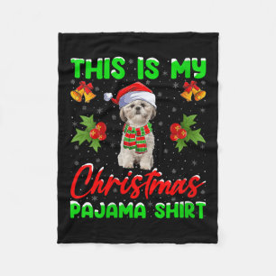Womens This Is My Christmas Pajamas Funny Shih Tzu Fleece Blanket