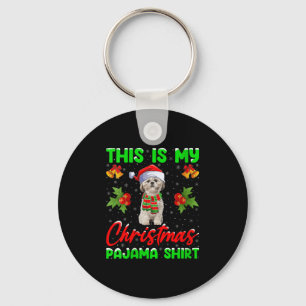 Womens This Is My Christmas Pajamas Funny Shih Tzu Keychain