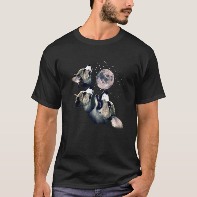 Womens Three Corgi Moon Wolf Parody T-Shirt (Front)