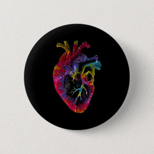 Womens Tie Dye Anatomical Heart Valentines Day Ana 2 Inch Round Button